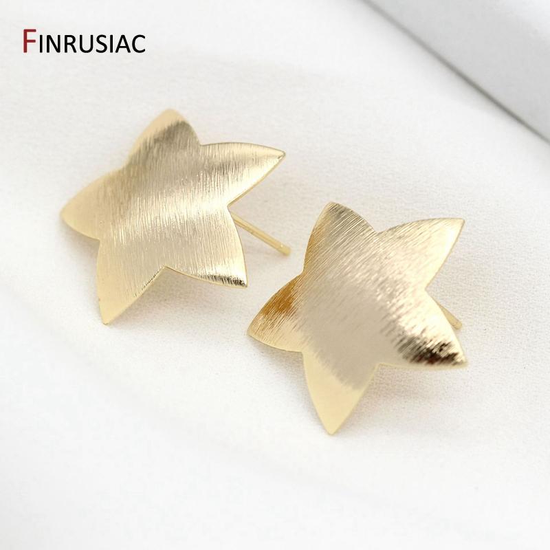 

High Quality Brass Metal 14k Gold Plated Star/ Love Heart Post Earrings 925 Silver Needle Post Earring DIY Accessories 1 Pair