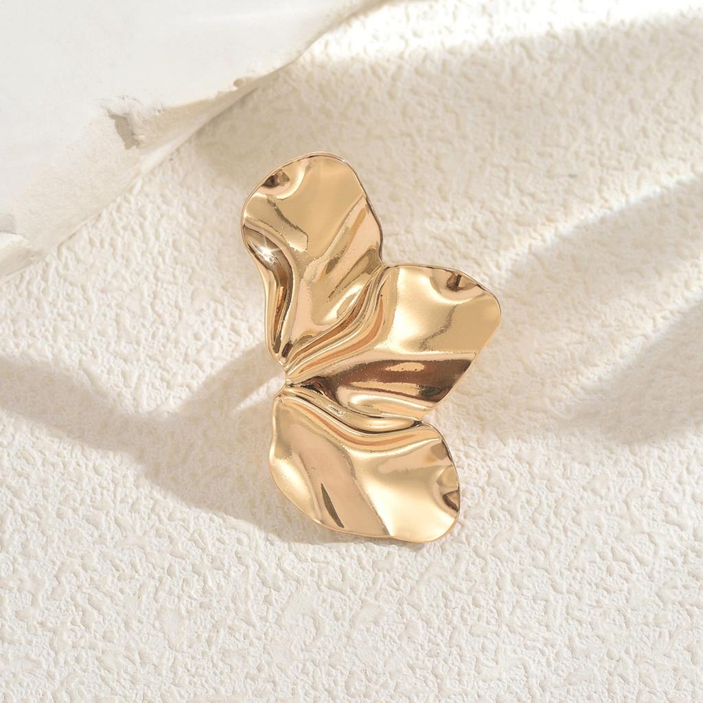 Gold Color Exaggerated Metal Flower Rings for Women Men Hiphop Cool Geometric Opening Rings All Saints' Day  Accessories