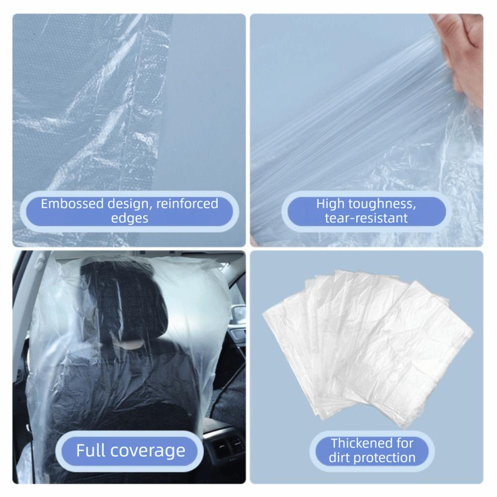 100pcs Thickened Plastic Disposable Car Seat Covers Car Maintenance Seat Covers Workshops