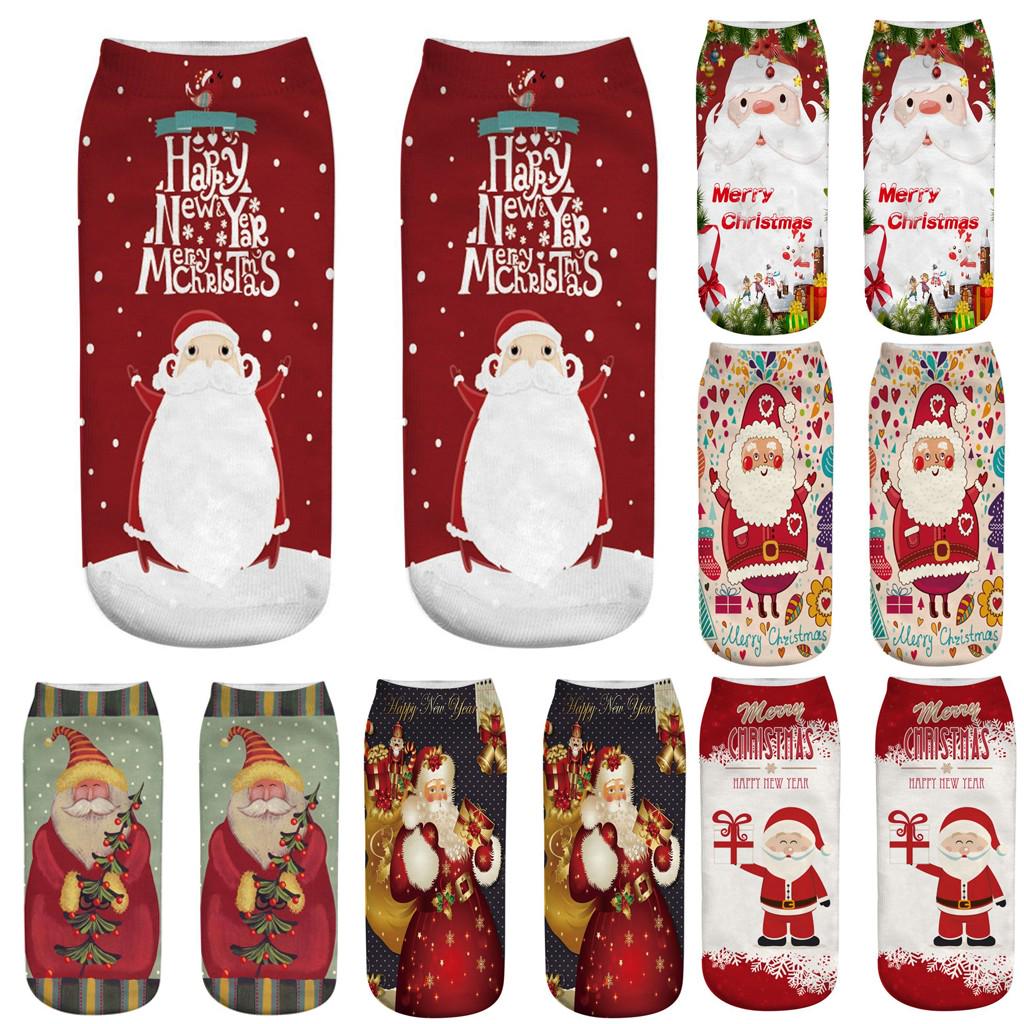 Casual Work Business Socks 3D Christmas Santa Elk Printing Medium Sports Socks