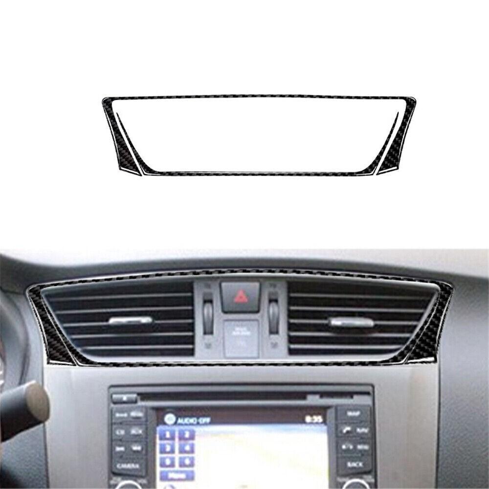 2PCS Carbon Fiber Center Air Vent Cover Trim For Nissan Sentra 2013-19
