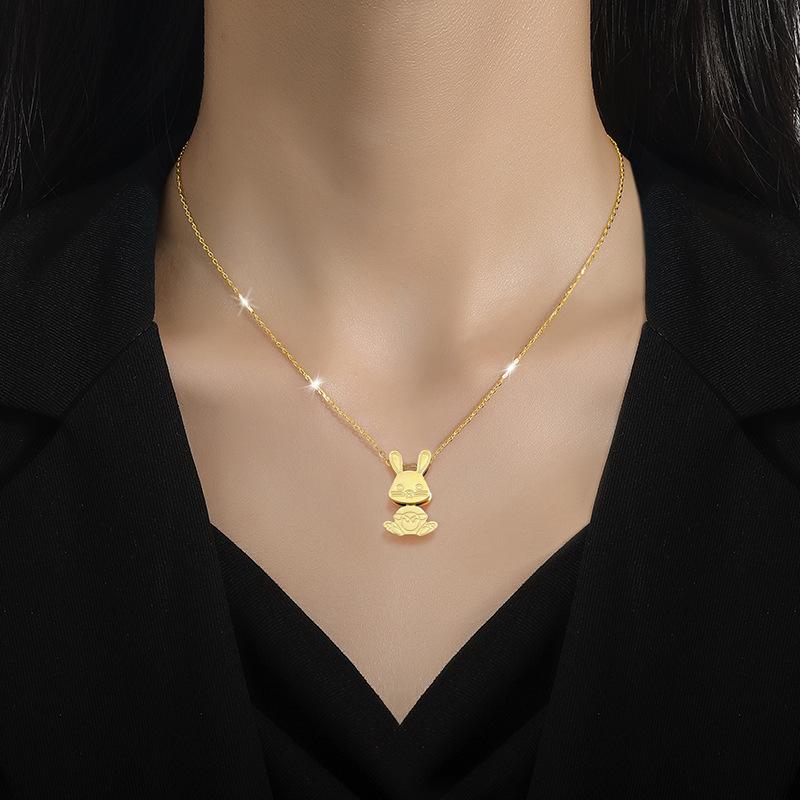Titanium Steel Rabbit Cold Personality Minimalist Furnace Real Gold Necklace Female Collarbone Chain