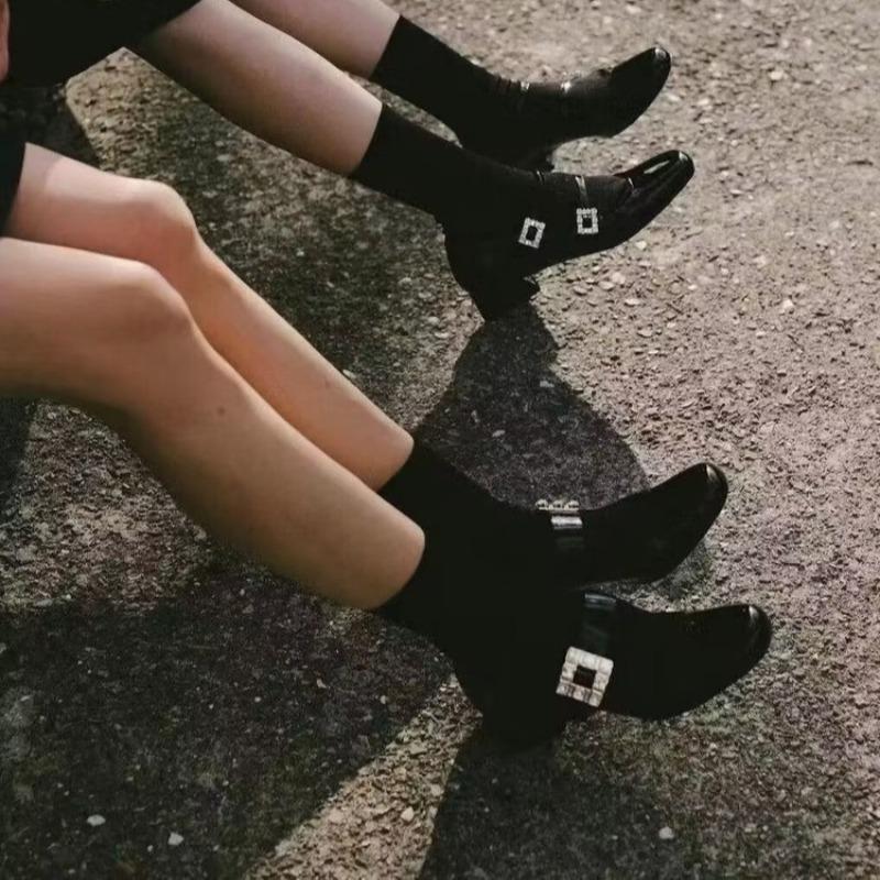 New Style Mary Jane Chunky Heels Women's Square Head High Temperament Line with Rhindiamonds Patent Leather Professional Shoes