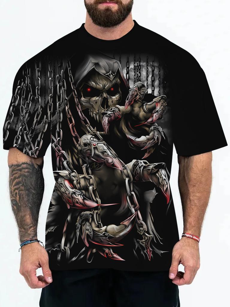 New 3D Digital Printed Summer Fashion Men's T-shirt with Animal and Character Patterns Large Size T-shirt