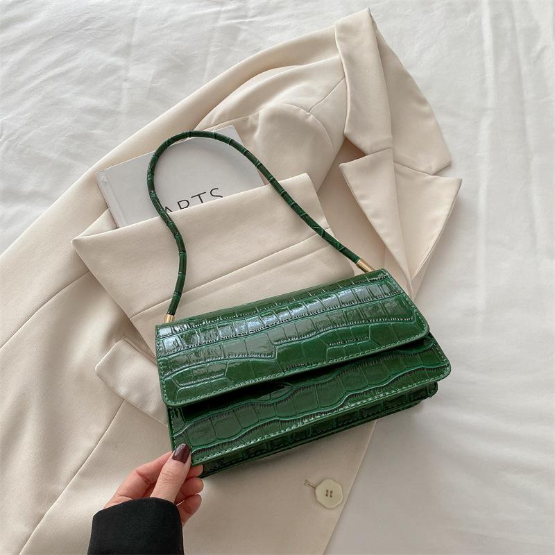 Simple stone pattern shoulder bag, fashionable solid color bright pattern bag, women's commuting convenience, portable small square bag