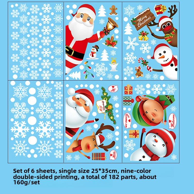 

Santa Snowman Glass Sticker Window Arrangement Christmas Decals Snowflake Elk Stickers Double-sided Effect Xmas Navidad Poster