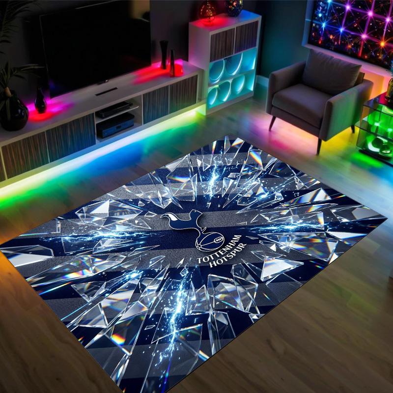 Tottenham Hotspur Design Crystal Velvet Carpet Cozy Non?Slip Printed Rug For Bedroom Living Room Entrance