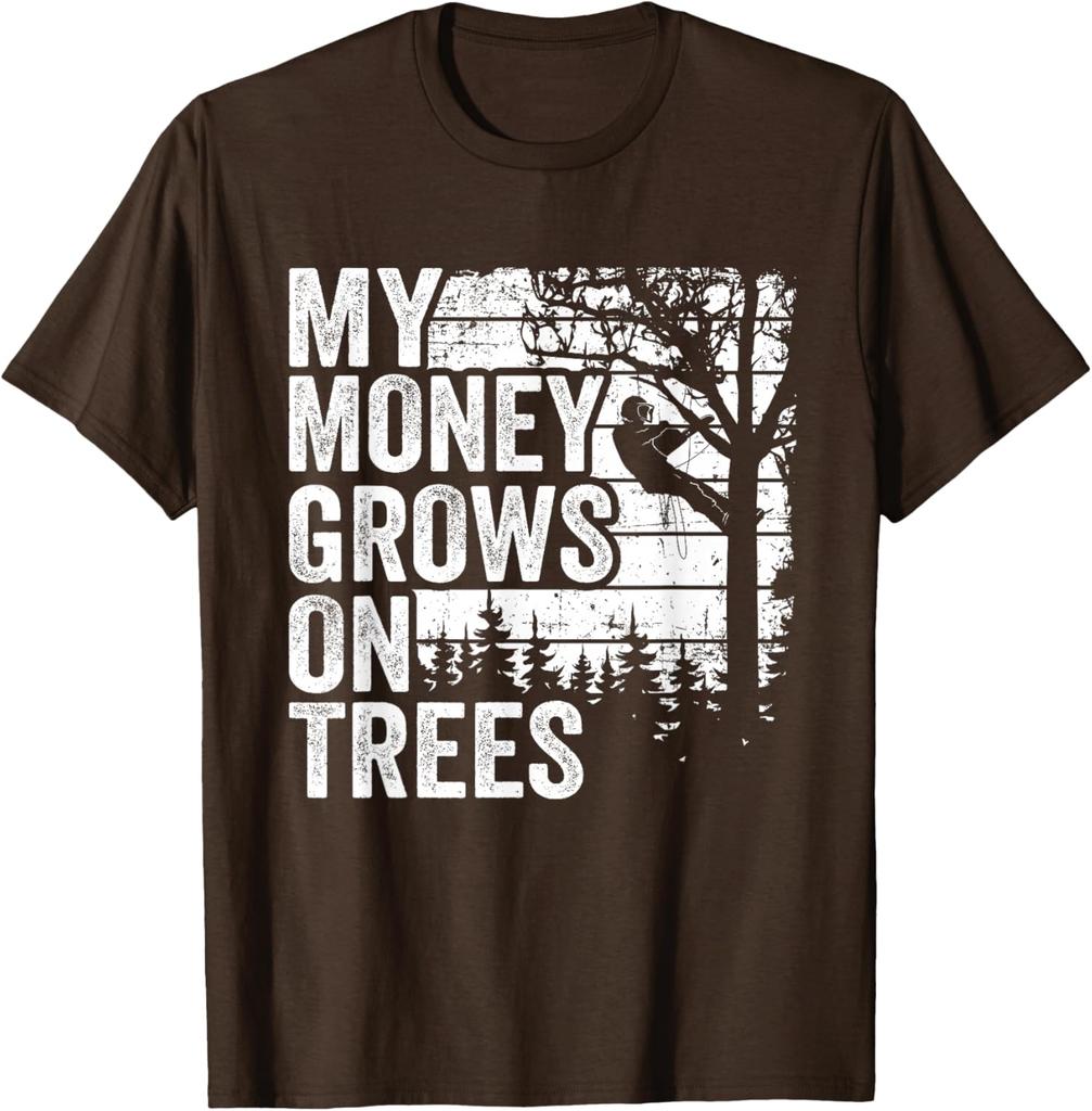 Arborist Money Grows On Trees Graphic Tee Tree Climber Vintage TShirt for Men