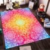 Rainbow Gradient Mandala Pattern Rug with Intricate White Designs Suitable for use as an anti-slip for living room bedroom sofas