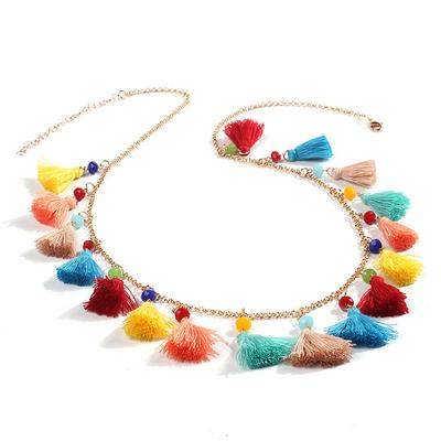 Vacation Small Tassel Necklace Handmade Bohemian Sweater Chain Colored Versatile Clothes Accessories