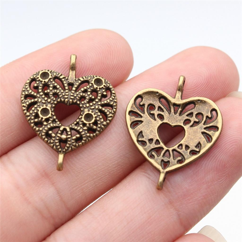 Heart Connectors Love Symbol Antique Bronze Zinc Alloy Jewelry Making DIY Jewelry Making Style Pendant Connectors