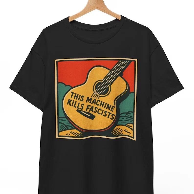 This Machine Kills Fascists T-Shirt: Retro Folk Music Graphic Tee L