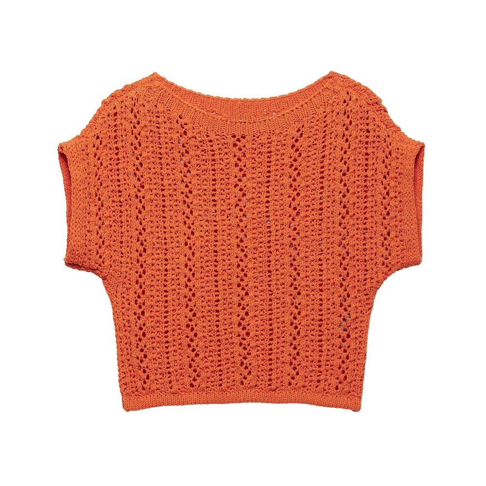 

Spring/Summer 2025 Women s Slim Hollow Round Neck Knit Top Large