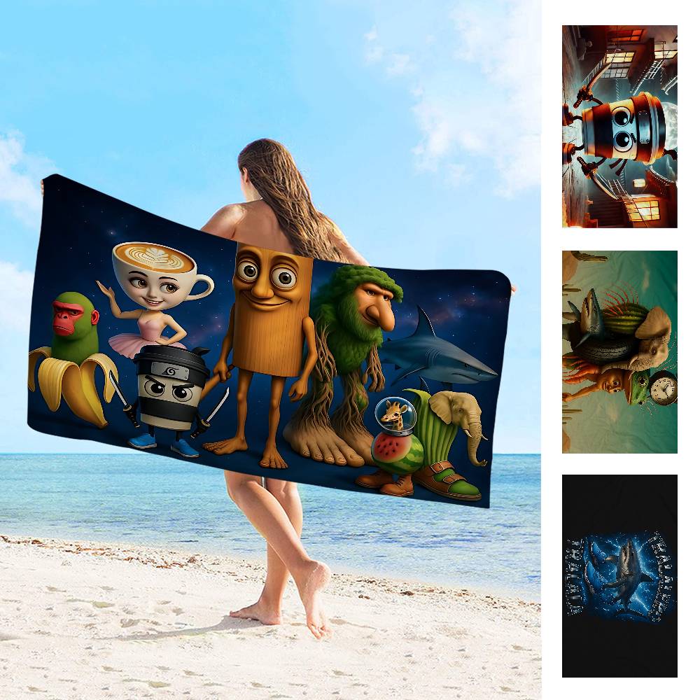 I-ITALIANS B-Brainrot Creative animal Bath Towel Microfiber Soft Water Absorbing Breathable For Girl Kids Decorative Towel