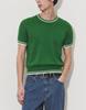 Meleugo Tipping Round Neck Crop Short Sleeve Knit [Green]