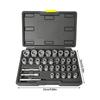 32 Piece Damaged Nut And Bolt Extractors Set Heat Treated Alloy Steel Construction Double Drives Compatibility 29 Size For Automotive Machinery
