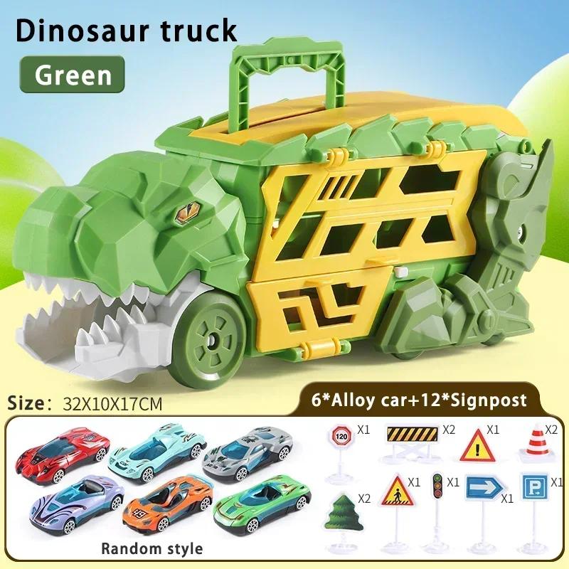 New Transport Dinosaur Truck Alloy Cars with Foldable Sliding Race Transforms into Standing T-rex Best DIY Birthday Gift Toy Kid