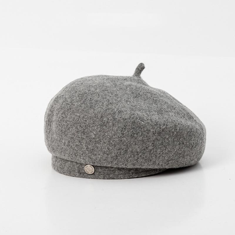 Herfst Wol Achtkantige Schelp Grote Hoofd Ronde Baret Dames Retro Literair Temperament Schildershoed Winter Warm Meisje Casual Hoed
