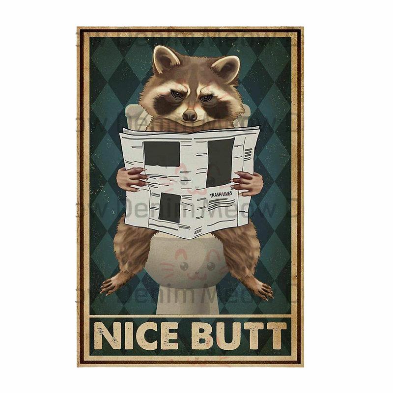 DORA Tin Sign Funny Animal Tin Poster I Do What I WantPlaque Bar Room Decor Nice Butt Wall Art Cat and Dog Vintage Tin Sign Gift N