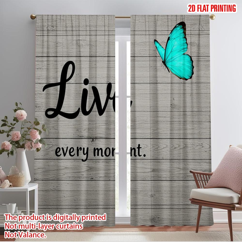 

2pcs 2D flat printing Curtain Live Every Moment Butterfly Polyester Fabric Without Electricity Seasonal Party & Holiday Decor 52.50×116.00 CM 2pcs