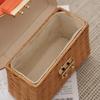 Trend Women's Straw Square Bags Handmade Woven Tote PU Leather Top Handle Rattan Purses Boxes Lady Summer Beach Basket Bags