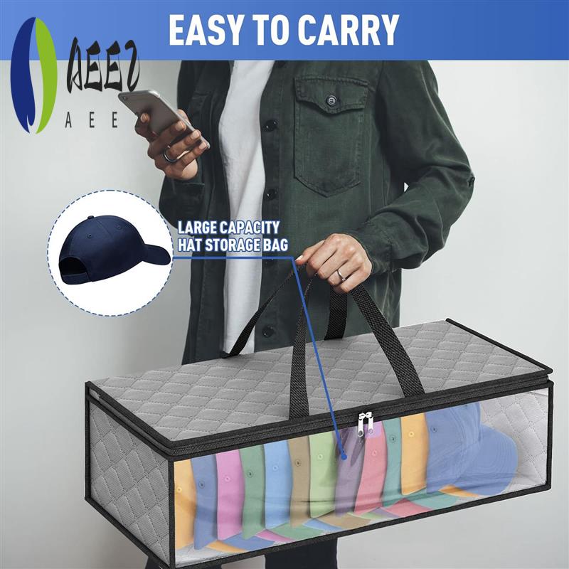 

AEE2-2 Pack Hat Storage Bag For Baseball, Caps Hat Organizer Case Hat Holder Rack With 2 Carry Handles For Closet Moisture серый