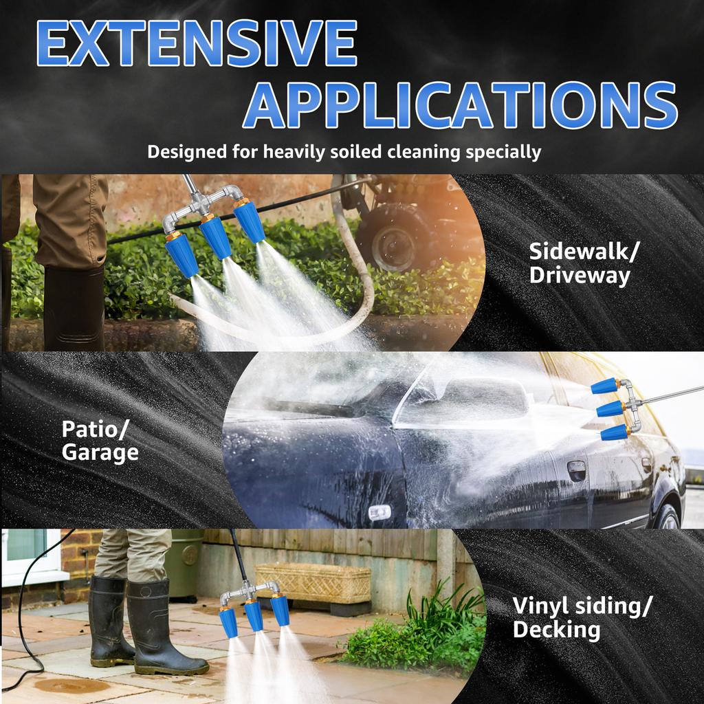 Hochdruckreiniger Dreifach-Turbinen-Düse 360° drehende Turbo-Düse Sprüher 4000 PSI Mit 1/4" Schnellkupplung Gartenwerkzeuge für Auto