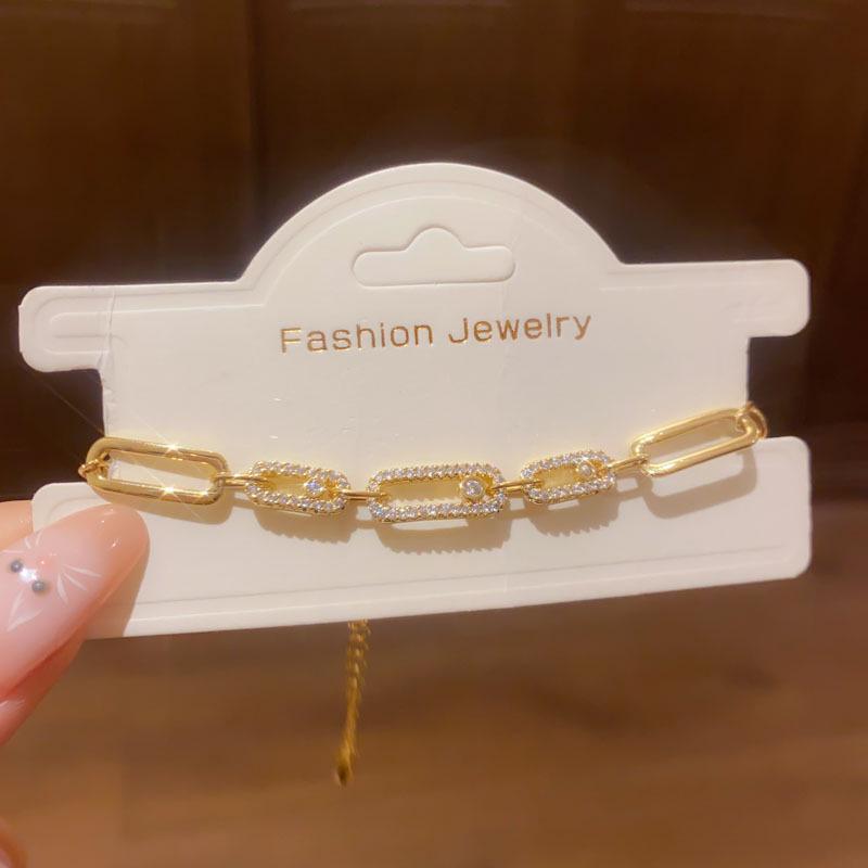 18K Gold Plated Zircon Hollow Bracelet: Simple, Versatile, Light Luxury Jewelry for Women