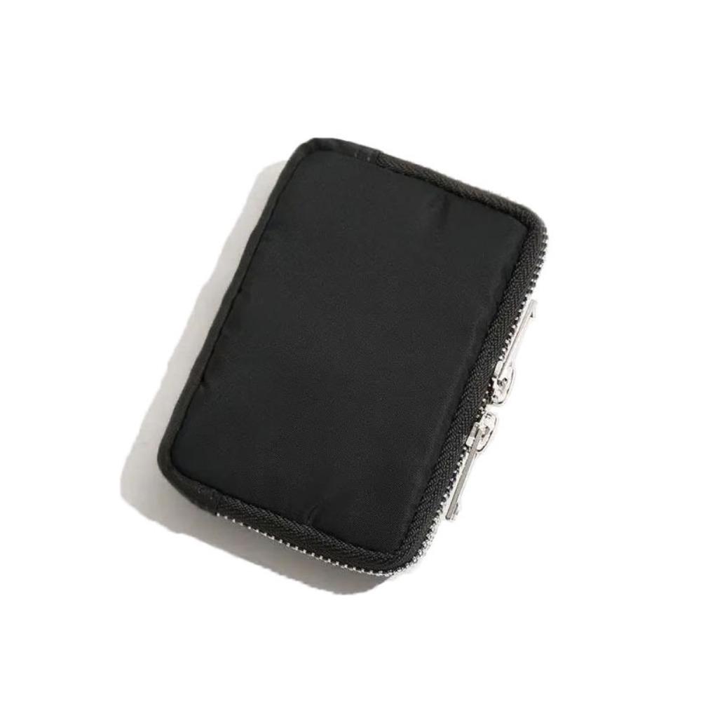 

Portable Short Men s Nylon Wallet Waterproof Card Organizer Mini Storage Bag Zipper Closure Earbuds Storage Bag Unisex чорний