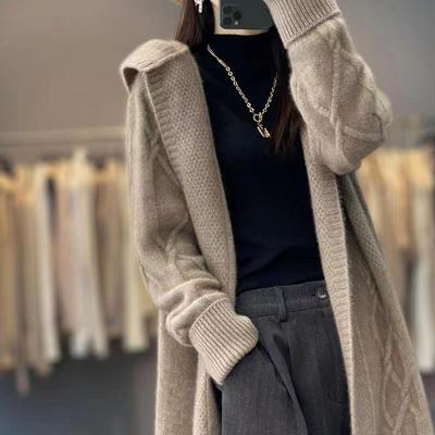 Cardigan de toamnă-iarnă pentru femei, cu mânecă lungă, tricot lung