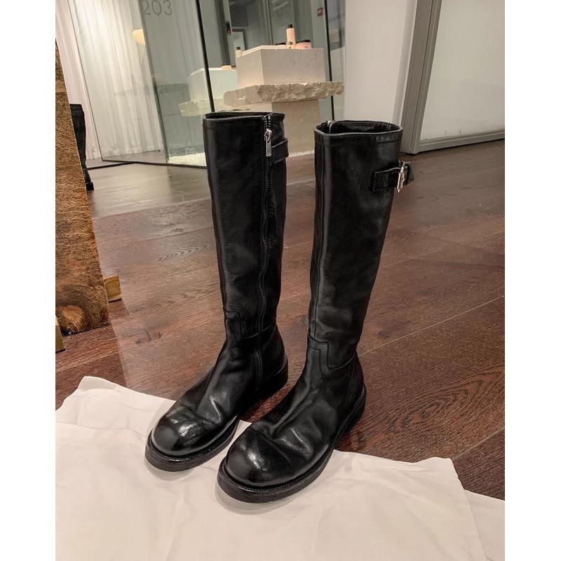 

Винтажная вымытая конская кожа пряжка толстый каблук полусапожки женские рыцарские 34