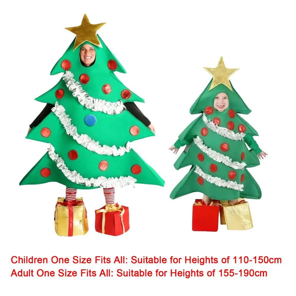 Tree Shaped Christmas Performance Costume With Footwear Gift Shaped Shoes Christmas Tree Suit Funny Happy Family Look