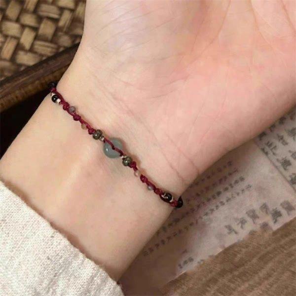 Glückskarpfen Reines Rotes Seil Armband für Damen Herren Chinesischer Stil Zinnober Handgemacht Verstellbar Geflochtenes Armband Amulett Schmuck Geschenke