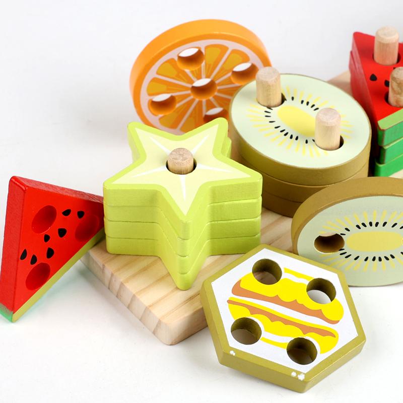 Dřevěné Montessori hračky Barevné tvary Puzzle hra Barevné korálky Poznávání barev Rané vzdělávací hračky Dárek pro děti