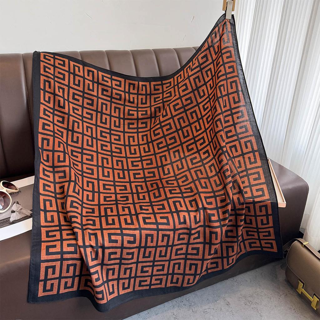 Spring and Summer Fashion Geometric Series Big Square Scarf  Versatile Exterior Shawl  Scarf Printed Headscarf  Thin Style
