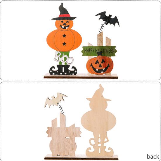 Halloween Wooden Table Sign, Spooky Skeleton Pumpkin Bat Ghost Centerpiece Sign for Home, Shelf, Desk, Mantel, Tabletop, Tiered Tray, Party Decor