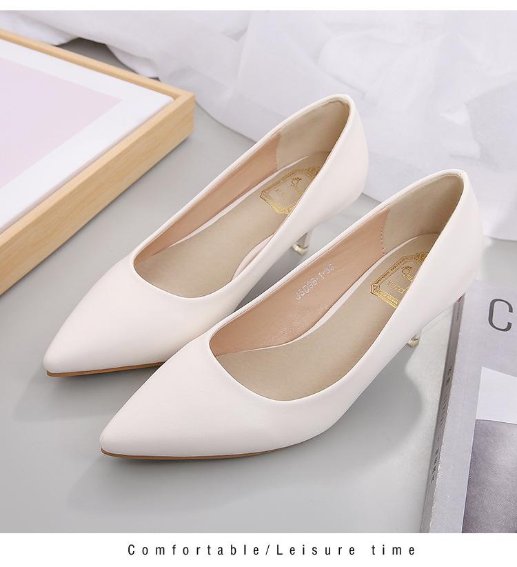 

5CM High Heels Ladies Office Shoes Leather Pumps Woman Luxury Workmanship Stilettos Wedges Small Kitten Heels Bridal Party Shoes 4.5 білий