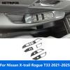 Window Lift Switch Cover Trim For Nissan X-trail Xtrail Rogue T33 -2024 2025 Carbon Fiber Ide Armrest Frame Accessories