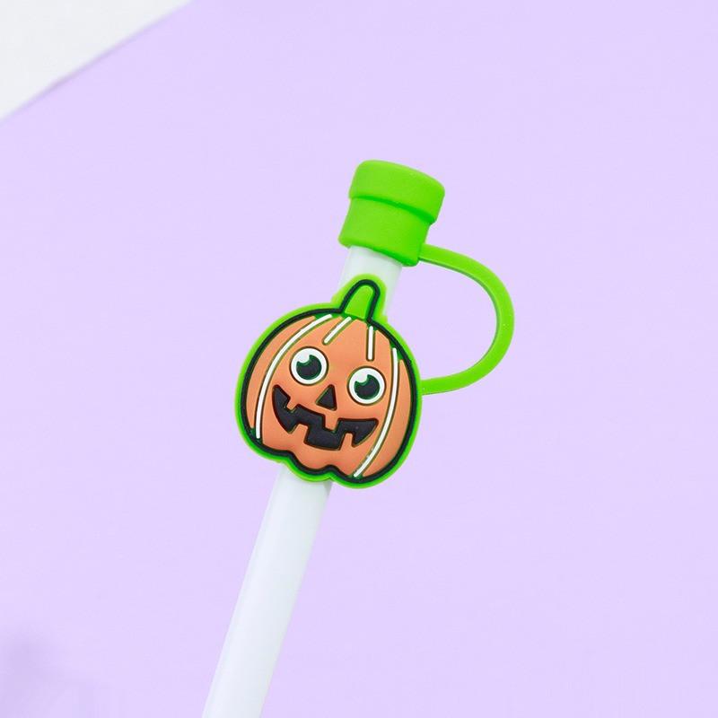 

1PC New Pumpkin Ghost Silicone Straw Covers Cap for Cup Halloween Spider Skull Drinking Dust Cap Straw Toppers Protector Cap тыква
