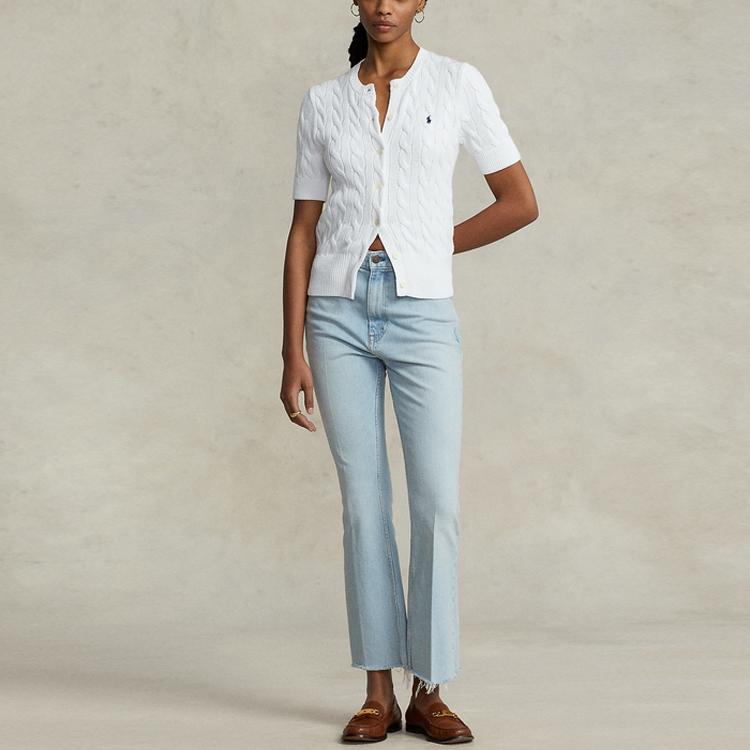 Polo Ralph Lauren SS23 Logo Embroidered Single-Breasted Knit Sweater Women sweater White WMPOSWENDW20151-100