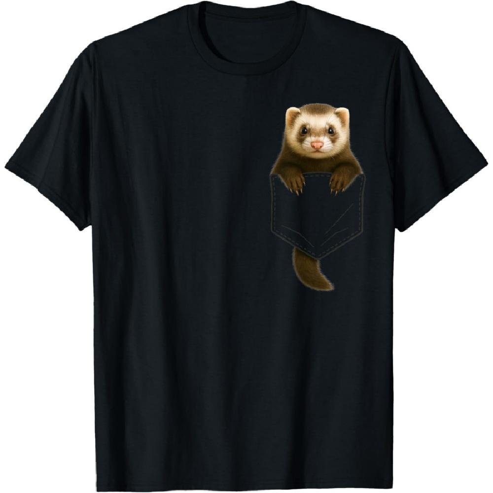 

Cute Ferret Pocket Funny Gift For Men Women Kid Ferret Lover T-Shirt XXXXXL чёрный