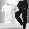 Men's Set T-shirt and Sweatpants Paris Print Summer Short Sleeve Tracksuit Male Home Outdoor Comfort Casual Tees