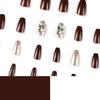 Nail art wear nail piece burgundy gold glitter rhinestone nail piece nail patch nail