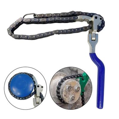 Heavy Duty Chain Filter Wrench Adjustable Grip Double Row Chain Filter Disassembly Tool Long Handle Ergonomic Design