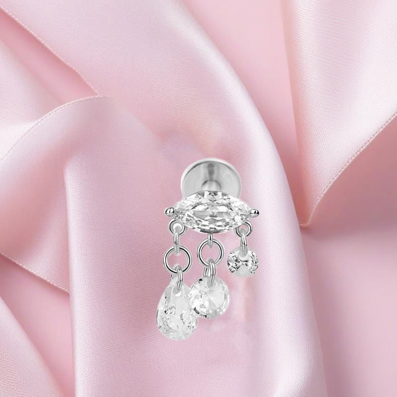 High-End Titanium F136 Internal Thread Cartilage Stud Earring - European & American Trendy Fashion