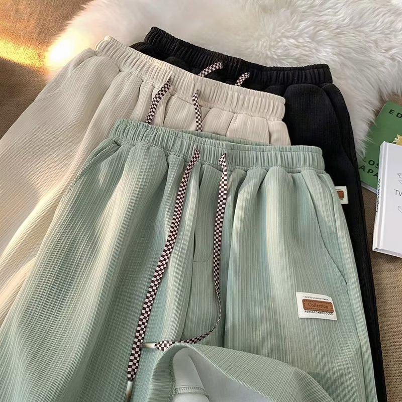 Trendy Solid Color Harajuku Loose Fit Sports Pants for Spring/Autumn