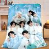 1PC K-pop Stars And Cute Bears Flannel Blanket Gift, Suitable for Both Men And Women, Soft Ideal for Beds And Sofa, Birthday Or Christmas Gift