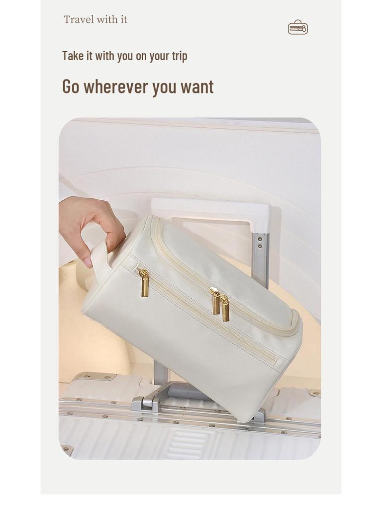 High-Capacity Waterproof PU Leather Toiletry & Makeup Travel Bag