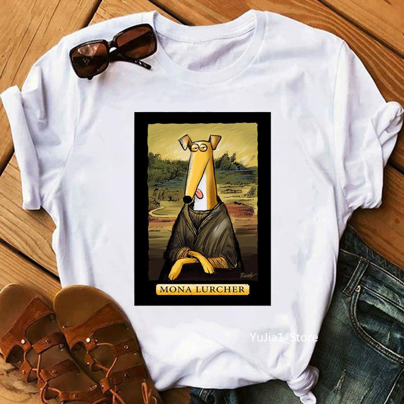 Vintage Circle Greyhound Dog Print T Shirt Women Cute Pet Graphic Short Sleeve Casual Summer Dog Lover Streetwear Tee
