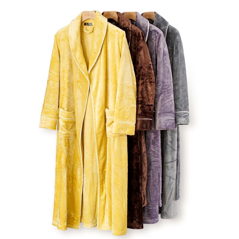 Couples' Thickened Winter Flannel Bathrobes - Men's Towel Style & Women's Coral Fleece Robes